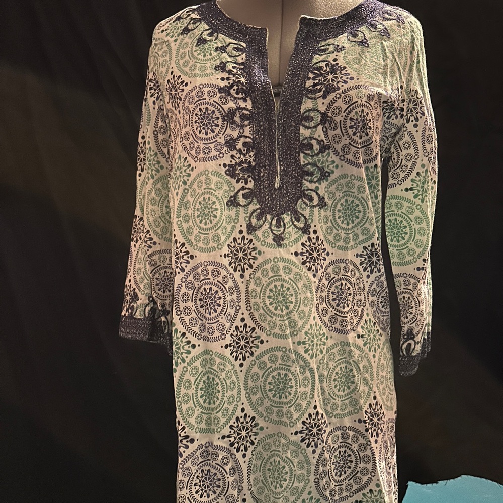 Calypso St. Barth Green and Black Tunic